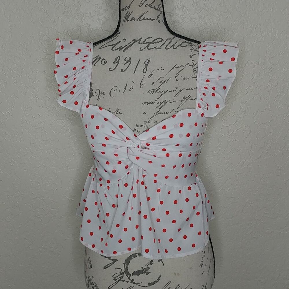 Polka Dot Cropped Peplum Top Size S